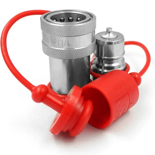 NPT 3/4" ISO A Quick Disconnect Coupler set with PVC Dust Caps - Imagen 3