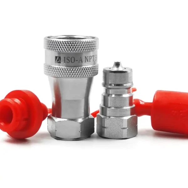 3/8" NPT Thread ISO 7241-1 Series A Hydraulic Quick Disconnect Coupling/Quick Coupler set with dust caps - Imagem 2