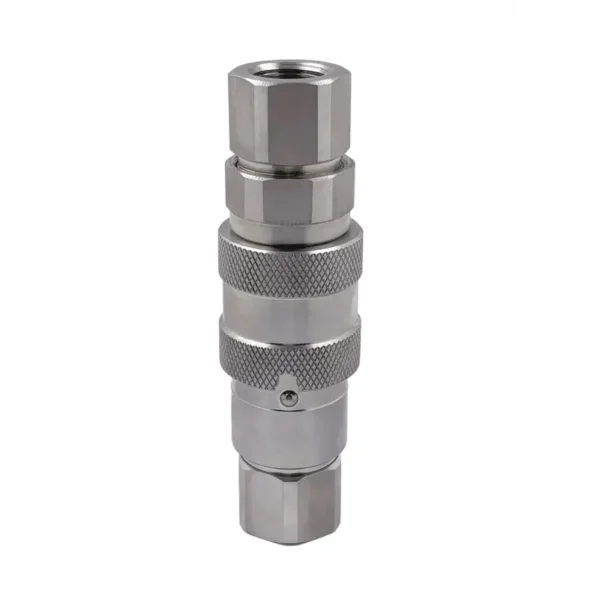 3/8″ Body Size ISO 16028 Stainless Steel Flat Face Quick Coupling Set with 3/8"NPT Thread - Imagen 3