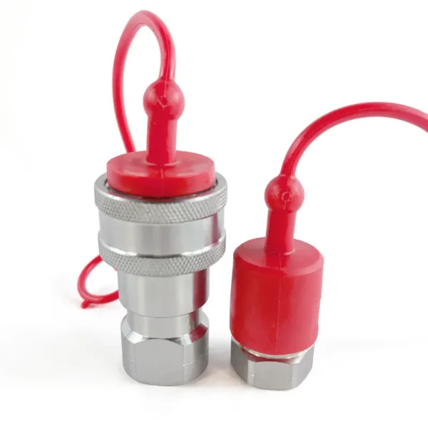 The 1/2" NPT Thread ISO 7241-1 Series B Hydraulic Quick Disconnect Coupler Set with Quick Release Function and Dust Caps - Image 2
